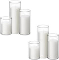 Shihanee 6set Pillar Candles and Vases, 3'' X 5.9", 7.9", 9.8", White by Shihanee
