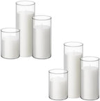 Shihanee 6set Pillar Candles and Vases, 3'' X 5.9", 7.9", 9.8", White by Shihanee