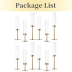 Hewory Gold Candlestick Holders: 12PCS Cylinder Glass Hurricane for Tapers - Image 5