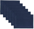 Solino Home 100% Pure Linen Placemats Navy Hemstitch, 14 x 19 in, Set of 6 by SolinoHome