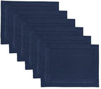 Solino Home 100% Pure Linen Placemats Navy Hemstitch, 14 x 19 in, Set of 6 by SolinoHome