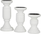 Deco 79 Mango Wood Turned Style Pillar Candle Holder, Set of 3 10", 8", 6"H, White - Image 6