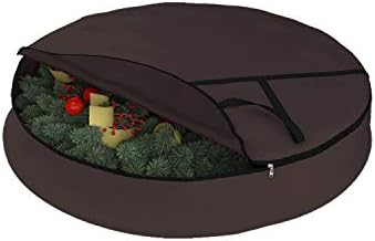 Covers & All Christmas Wreath Storage Bag 18 Oz with Carrying Handle & Dual Zipper - 100% Water Resistant Durable Material Storage Bag - Holiday Xmas Tear Resistant Bag (20" Dia x 7" H, Coffee) - Image 4