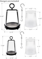 6" & 4" Wide Modern Farmhouse Metal Hurricane Candle Holder with Handmade Sturdy Glass Sleeve in Black for Pillar Candle & Plants, Glass Hurricane Lantern, Industrial, Minimalistic - Image 2