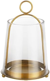 10" High Glass Lantern with Antique Brass Metal Frame andTapered Cone Shaped Glass for Pillars, Farmhouse Glass Candle Holder, Centerpiece, Dining Tables, Console Tables, Coffee Tables, Mantels by Unknown