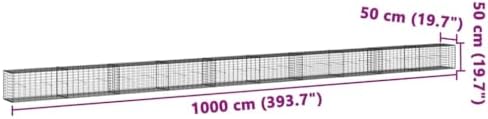 vidaXL Gabion Basket with Cover 393.7"x19.7"x19.7" Galvanized Iron - Image 3