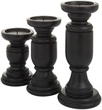 Deco 79 Mango Wood Decorative Candle Holder Turned Style Pillar Candle Stand, Set of 3 Candlestick Holder 10', 8', 6'H, Black - Image 7