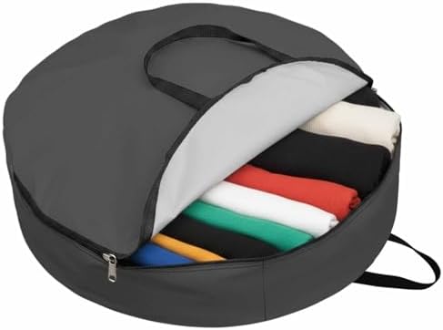 Dark Gray Round Storage Bag 36 Inch, Solid Color Clothes Storage Container with Handles Heavy Duty Organizer for Comforter, Bedding & Holiday Wreaths by Unknown