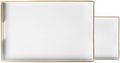 Serving Trays Set of 2, Decorative Plastic Serving Trays with Handles, Party Tray for Food, Coffee Table, Ottoman, Bathroom, and Living Room (White) by AmiTodfo