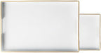 Serving Trays Set of 2, Decorative Plastic Serving Trays with Handles, Party Tray for Food, Coffee Table, Ottoman, Bathroom, and Living Room (White) by AmiTodfo