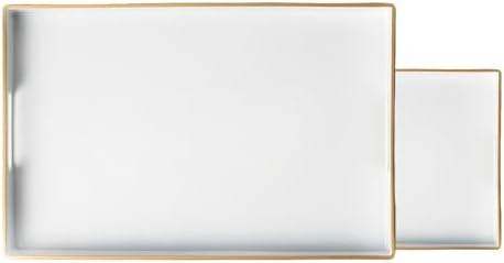 Serving Trays Set of 2, Decorative Plastic Serving Trays with Handles, Party Tray for Food, Coffee Table, Ottoman, Bathroom, and Living Room (White) by AmiTodfo