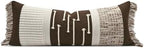 Dark Brown Boho Decorative Lumbar Pillow Cover 14x36 by AIBUHOME