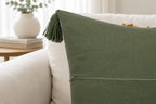 Boho Pom Pom Hand Embroidered 20x20 Pillow Cover, Ivory - Image 6