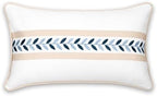 Hofdeco Premium Coastal Patio Indoor Outdoor Lumbar Pillow Cover Only, 12"x20" Water Repellent for Backyard, Couch, Neutral Tan Embroidered Frame Leafs with Piping - Image 6