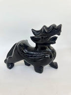 Pair of Pixiu Fengshui Statue, Black Obsidian Gemstone Pixiu Statue, Home Decoration Gift Idea Lunar New Year (5.9" L) - Image 5