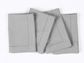 Solino Home Cotton Linen Napkins Light Grey Hemstitch, 20 x 20 in, Set of 4 by SolinoHome