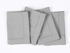 Solino Home Cotton Linen Napkins Light Grey Hemstitch, 20 x 20 in, Set of 4 by SolinoHome