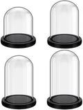 Suclain 4Pc Glass Dome Cloche with Wood Base, Black, 4.3/5.1/5.9/6.7 x 3.8 by Suclain