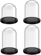 Suclain 4Pc Glass Dome Cloche with Wood Base, Black, 4.3/5.1/5.9/6.7 x 3.8 by Suclain