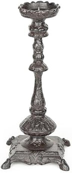 Sungmor Heavy Duty Cast Iron Candlestick Holders - Handcrafted Vintage Candelabra - 37CM/15Inch Tall 1-Head Candle Holder - Decorative Pillar Candle Stand for Christmas Birthday Wedding Home Party by Sungmor