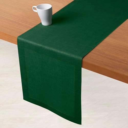 Classic Linen™ by D'Moksha, Forest Green Table Runner 108 Inches Long, 100% Pure Linen, 14 x 108 Inch Table Runner for Dresser, Dining- Fall, Weddings, Outdoor Hosting - Image 3