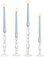 Glasseam Glass Tapered Candlestick Holders, 4Pcs Tall Taper for Table Decor by Glasseam
