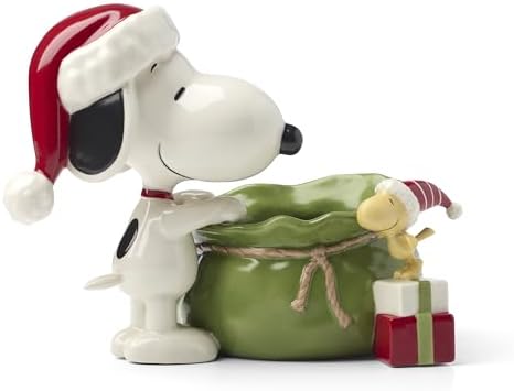 Lenox Peanuts Snoopy Christmas Santa Sack Candy Bowl by Lenox