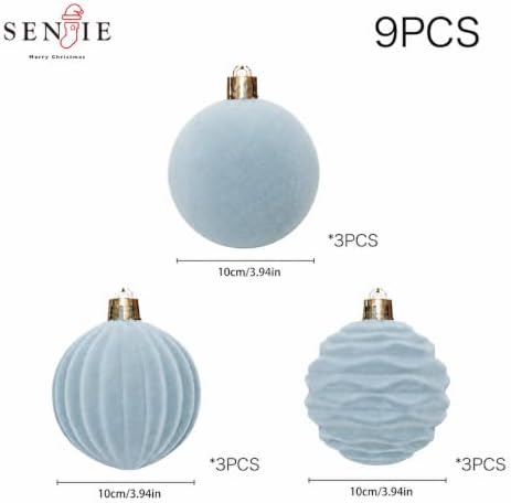 4In Velvet Ornaments for Christmas Tree, 9pcs Large Christmas Ornaments Set - Image 4