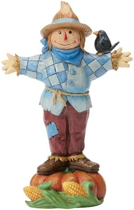 Enesco Jim Shore Heartwood Creek Harvest Scarecrow Standing on Pumpkin Figurine, 6 Inch, Multicolor by Enesco