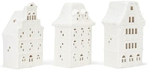Mark Feldstein Row House Porcelain Tea Light Figurines, Set of 3, 8x4.5 in - Image 2