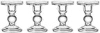 Glass Candle Holder Set of 4 Clear Candlestick Holders for Pillar Taper and Tealight Candles, Vintage Table Centerpiece for Wedding, Christmas Home Decor by VIVITOP