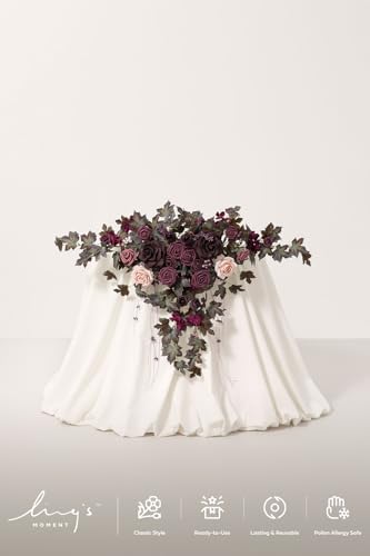 Ling's moment 2 Pack Deep Plum Floral Garland Wedding Arch Flowers - Image 2