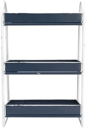 Creative Co-Op Heavily Distressed Navy 3-Tier Metal Tray with White Frame & Rim - Image 5