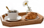 Wood Rustic Decorative Tray with Braided Farmhouse Wooden Serving Tray by KEQAMHOMEDECOR
