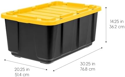 IRIS USA 2-Pack 27 Gal Heavy Duty Storage Tote Bins with Lids, Black/Yellow - Image 2