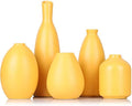 Yellow Ceramic Bud Vases Set of 5, Farmhouse & Fireplace Decor, Multipurpose Home Decoration for Living Room, Entrance, Bathroom, Kitchen & Office, Coffee Table Decor, Bulk Bud Vases by QIANLING