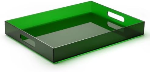 ATZYmolin 16"x12" Large Acrylic Serving Tray, Vanity Platter, Green by ATZYmolin