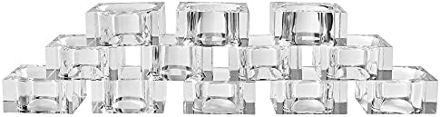 Kitcom Mini Napkin Rings Set of 12 Square-Shaped, Crystal Napkin Ring for Thanksgiving, Christmas, Family Gathering, Wedding Reception, Clear with Gift Box by kitComhomekitchen