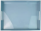 Light Blue Decorative Tray, Rectangular Large Serving Tray with Handles, Plastic Coffee Table Tray for Ottoman, Living Room, Kitchen Tabletop, 15.7” x 11.8” x1.6” by Umisriro
