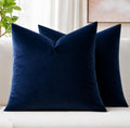 MIULEE Pack of 2 Velvet Pillow Covers Decorative Square Pillowcase Soft Solid Cushion Case for Spring Sofa Bedroom Car 26x26 Inch Dark Blue by MIULEE