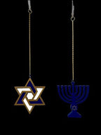 S/4 Hanukkah Jewish Ornaments Star of David & Menorah Collectible Decor Winter Decoration (S/4 Ornaments) - Image 5