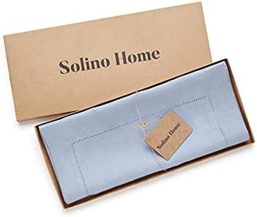 Solino Home 100% Linen Table Runner Sky Blue, Classic Hemstitch 14 x 132 in - Image 5
