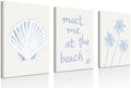 Framed Coastal Granddaughter Wall Art Set of 3, Blue Shell Palm Tree Wall Decor Print Poster, Meet Me At The Beach Room Aesthetics Canvas Painting for Dorm Girly Room Bathroom Decoration 16x24 inch by Unknown