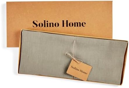 Solino Home 100% Pure Linen Dining Table Runner Khaki, Fete 14 x 90 in Long - Image 5