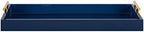 Kate and Laurel Lipton Narrow Decorative Tray with Polished Metal Handles, 10" x 24", Navy Blue and Gold, Chic Accent Tray for Display and Storage - Image 2