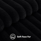 decorUhome Fall Faux Fur Throw Pillow Covers 24x24 Set of 2 Black - Image 2