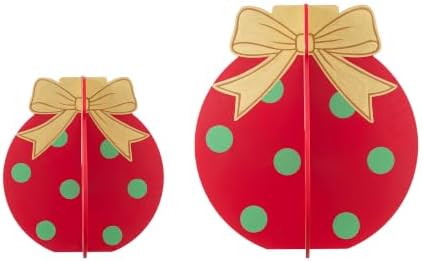 Glitzhome Set of 2 Wooden Christmas Ornaments Porch Decor,Interlocking Xmas Porch Sign with Golden Bows,Standing Porch Sign for Front Door Indoor Outdoor Holiday Decor,24" H &18" H - Image 7
