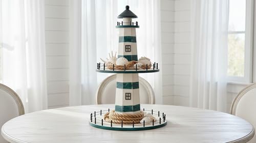 SAILINGSTORY Lighthouse Tiered Tray Stand Coastal Beach Decor Teal - Image 5