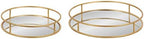 Kate and Laurel Felicia Modern Glam Metal Nesting Trays | Decorative Round Shape with Handles and Mirror Surface, Set of 2, Gold - Image 2
