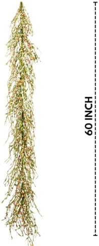 60" Pip Berry Garland - Artificial Spring and Summer Decorative Garland with Green Purple Cream Berries, Perfect for Front Door, Mantel, Centerpiece and Table Display Seasonal Décor - Image 5